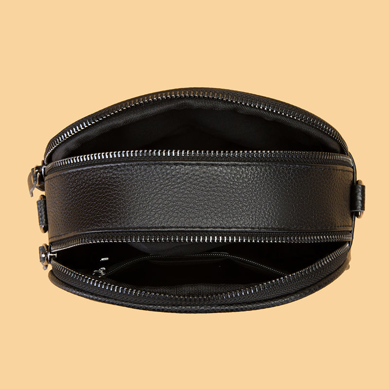 Genuine Leather Crossbody Bag – Raven