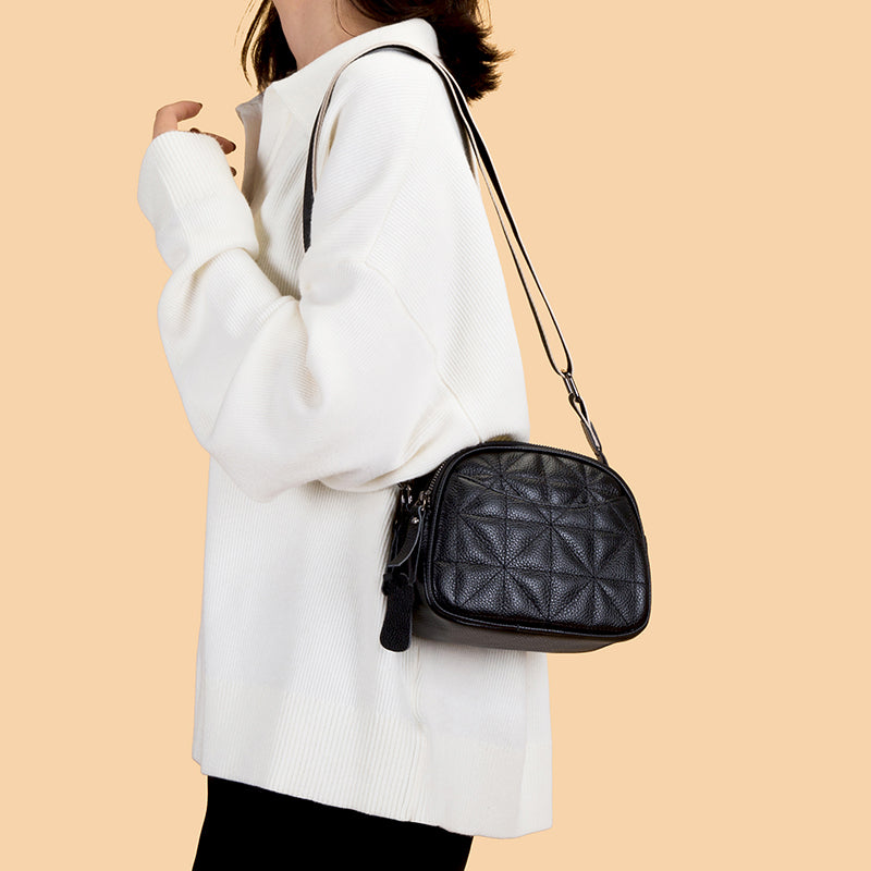 Genuine Leather Crossbody Bag – Raven