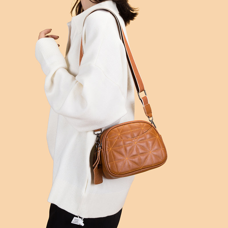 Genuine Leather Crossbody Bag – Raven