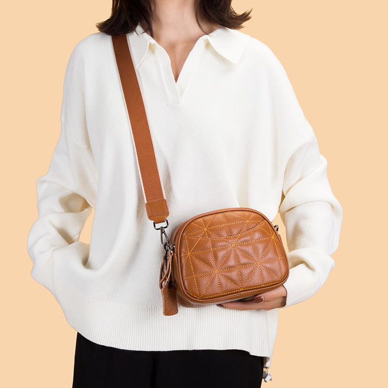 Genuine Leather Crossbody Bag – Raven