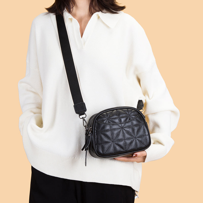 Genuine Leather Crossbody Bag – Raven