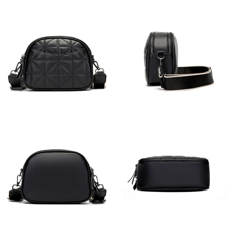 Genuine Leather Crossbody Bag – Raven